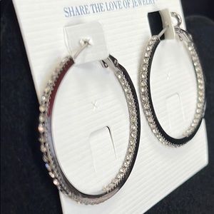 Lia Sophia Standing Ovation Hematite 1 1/2” Hoop Earrings